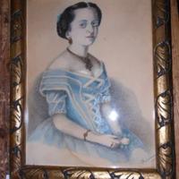 Pastello Acquerellato Gentildonna con rosa Sec. XI