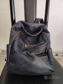 zaino in pelle blu