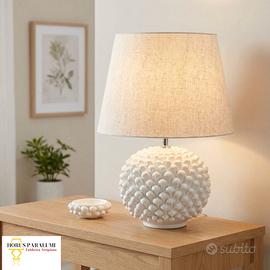 Lampada Bianca Sfera Pigna Ceramica Siciliana