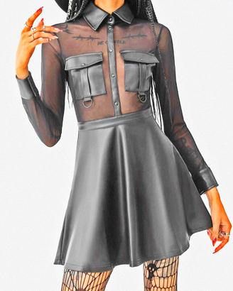 vestito pelle e trasparente vestito gotico