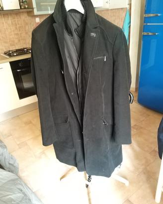 Cappotto nero Madras in fustagno tg. 50 veste 48
