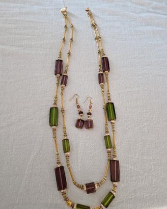 collana e orecchini vetro Murano