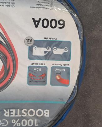 Cavi avviamento 600A ring 5m 100% rame professiona