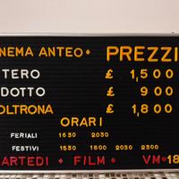 Listino prezzi cinema ANTEO anni 70