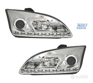 FARI FORD FOCUS 04-08 LUCE DIURNA REALE FONDO CROM