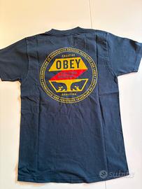 T-Shirt Obey Worldwide Dissent Blu Scuro Grafica S