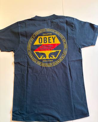 T-Shirt Obey Worldwide Dissent Blu Scuro Grafica S