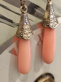 Orecchini d'argento e corallo rosa