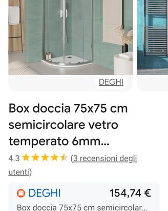 box doccia in vetro 75x75 deghi