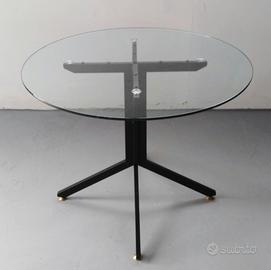 Tavolo vintage  base in metallo nero 