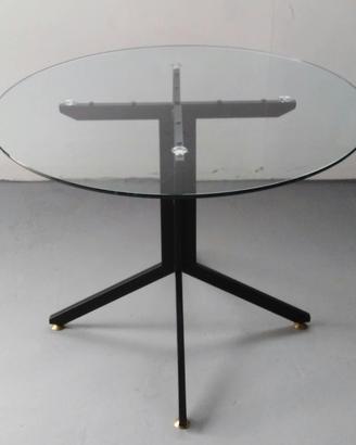Tavolo vintage  base in metallo nero 
