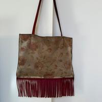 Borsa a spalla vintage in camoscio con fiori