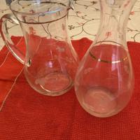 1 brocca e 1 bottiglia in vetro cristallo serigraf