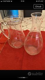 1 brocca e 1 bottiglia in vetro cristallo serigraf