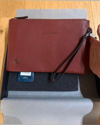 Piquadro pochette pelle nuova con etichetta