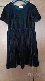 Vestito velluto nero mezza manica "Vicolo"