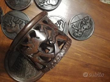 Sottobicchieri in legno e contenitore africa