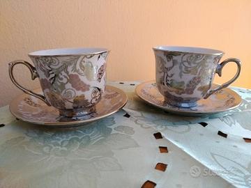 Coppia tazze d'epoca decorate Hong Kong