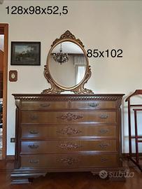 Comó in legno con specchiera