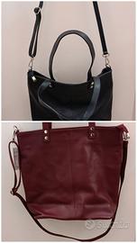 Maxi borsa in vera pelle con tracolla madeinitaly