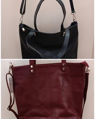 Maxi borsa in vera pelle con tracolla madeinitaly