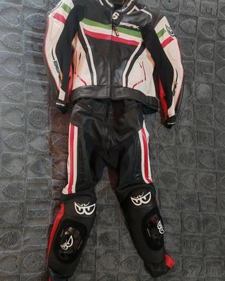 Tuta da moto in pelle, divisibile, marca Berik, M