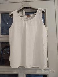 canotta in seta panna