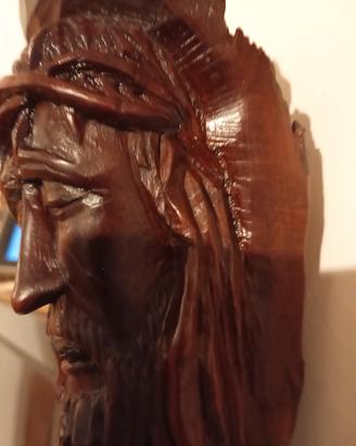 Scultura di immagine sacra  in radica.