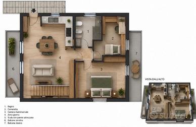 Casa con 3 camere e due bagni
