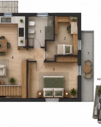 Casa con 3 camere e due bagni