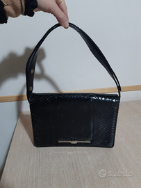 Borsa vintage nera in vera pelle di serpente