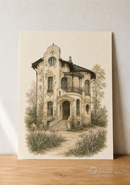 Villa Liberty con iris – poster A3
