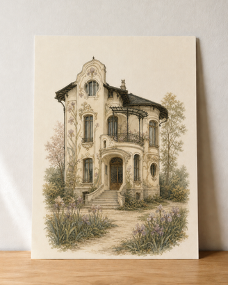 Villa Liberty con iris – poster A3