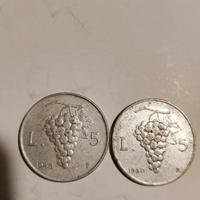 monete da lire 5 uva