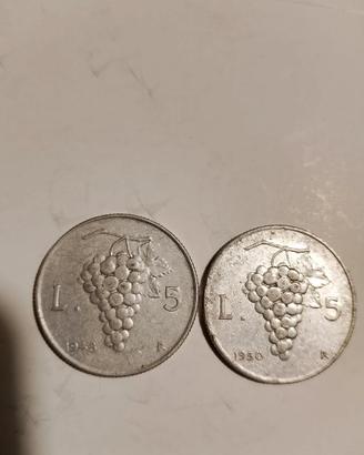 monete da lire 5 uva