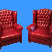 Coppia di poltrone bergère in pelle