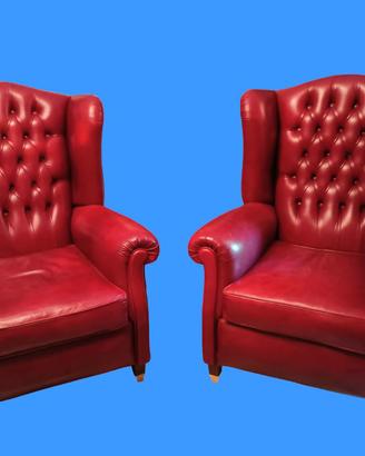 Coppia di poltrone bergère in pelle