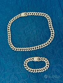 Set Hip Hop collana 50cm + bracciale 20cm Zirconi