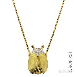 Collana con coccinella oro e diamanti 0,06ct