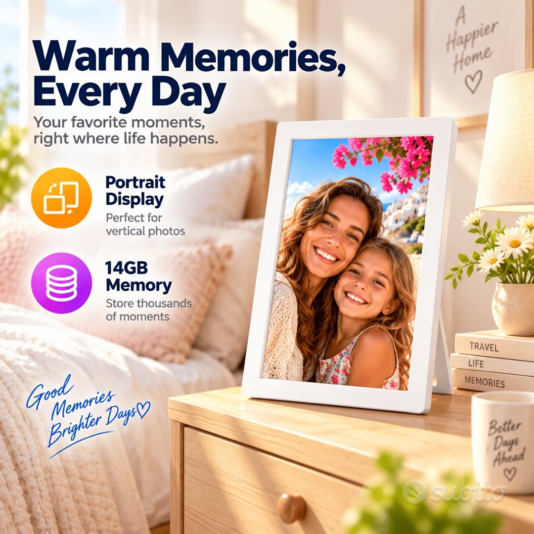Cornice foto digitale 14GB schermo smart verticale - Audio/Video In ...