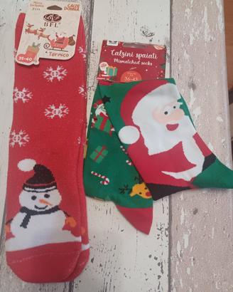 Set 2 paia di calze natalizie antiscovolo/spaiate