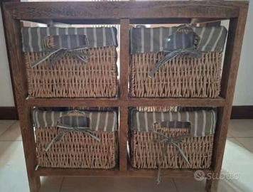 Cassettiera in legno stile shabby chic L52xA49xP32
