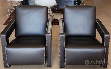 Cassina 2 poltrone Utrecht in pelle marrone