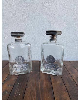 2 bottiglie vintage vetro decorato azienda Gancia