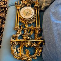 Orologio antico da muro stucco e dorato