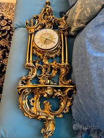 Orologio antico da muro stucco e dorato