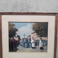 Quadro NICOLA FIRPO Processione 50 x 40 olio
