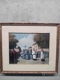 Quadro NICOLA FIRPO Processione 50 x 40 olio