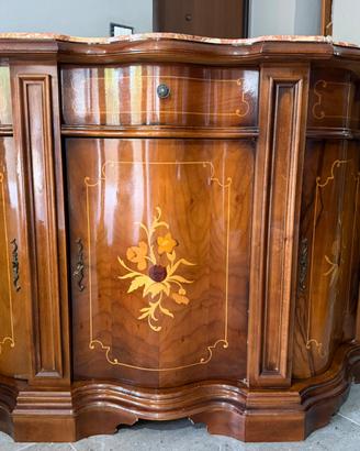 Elegante Credenza/Console Bombata in Legno Intarsi