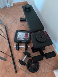 panca decathlon con manubri  e bilanciere 